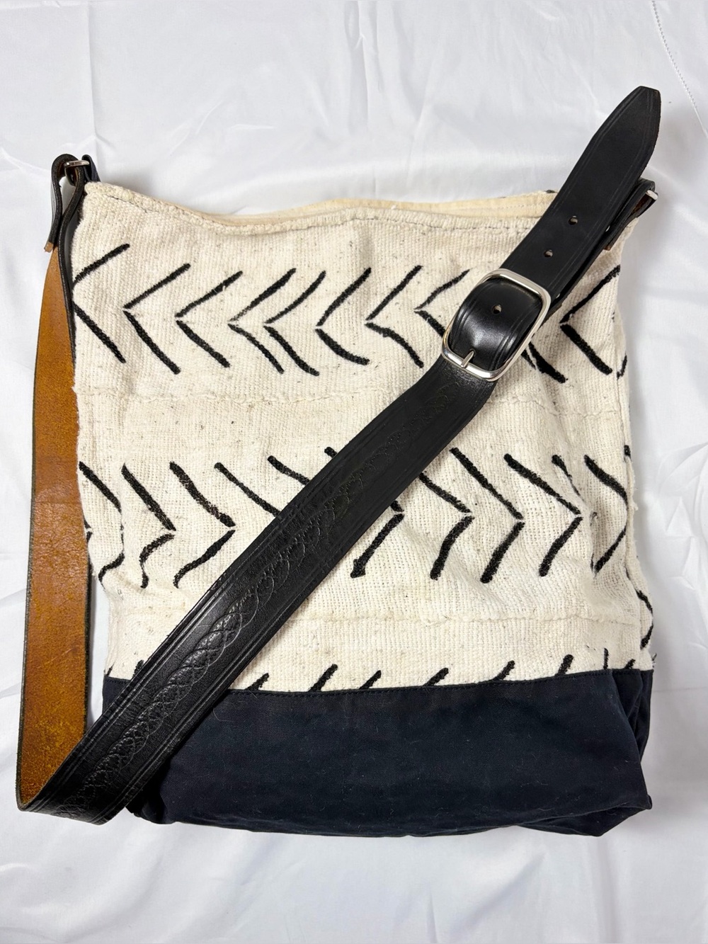 Jenna Bee Handmade African Mud Cloth Bag | Vintage Belt Strap | Boho